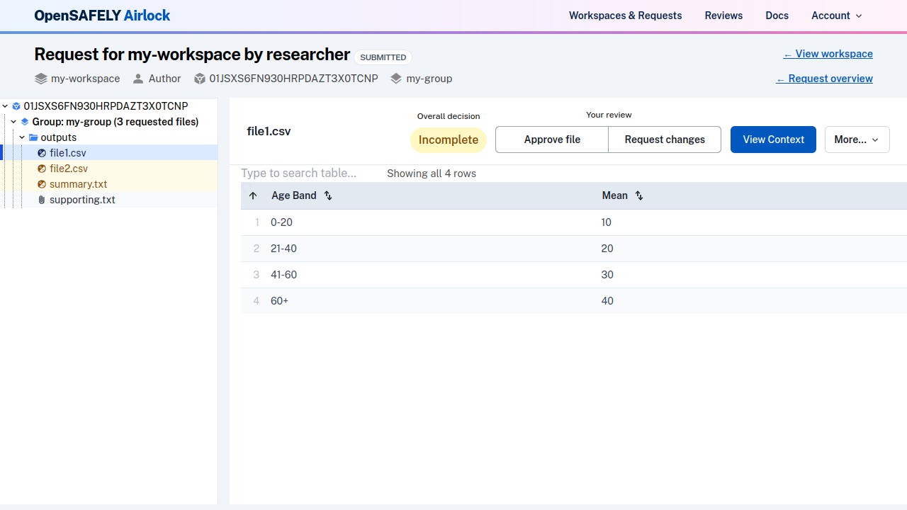 Request file page