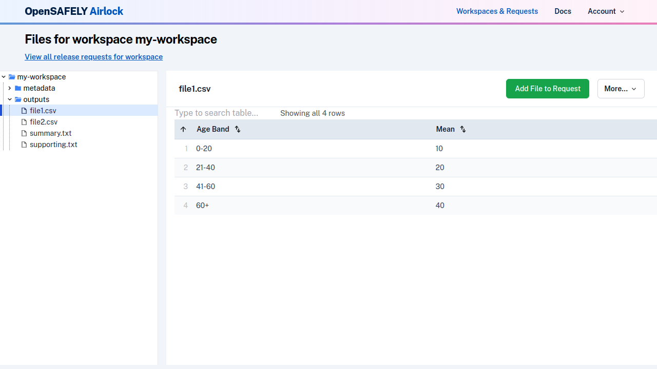 Workspace file view